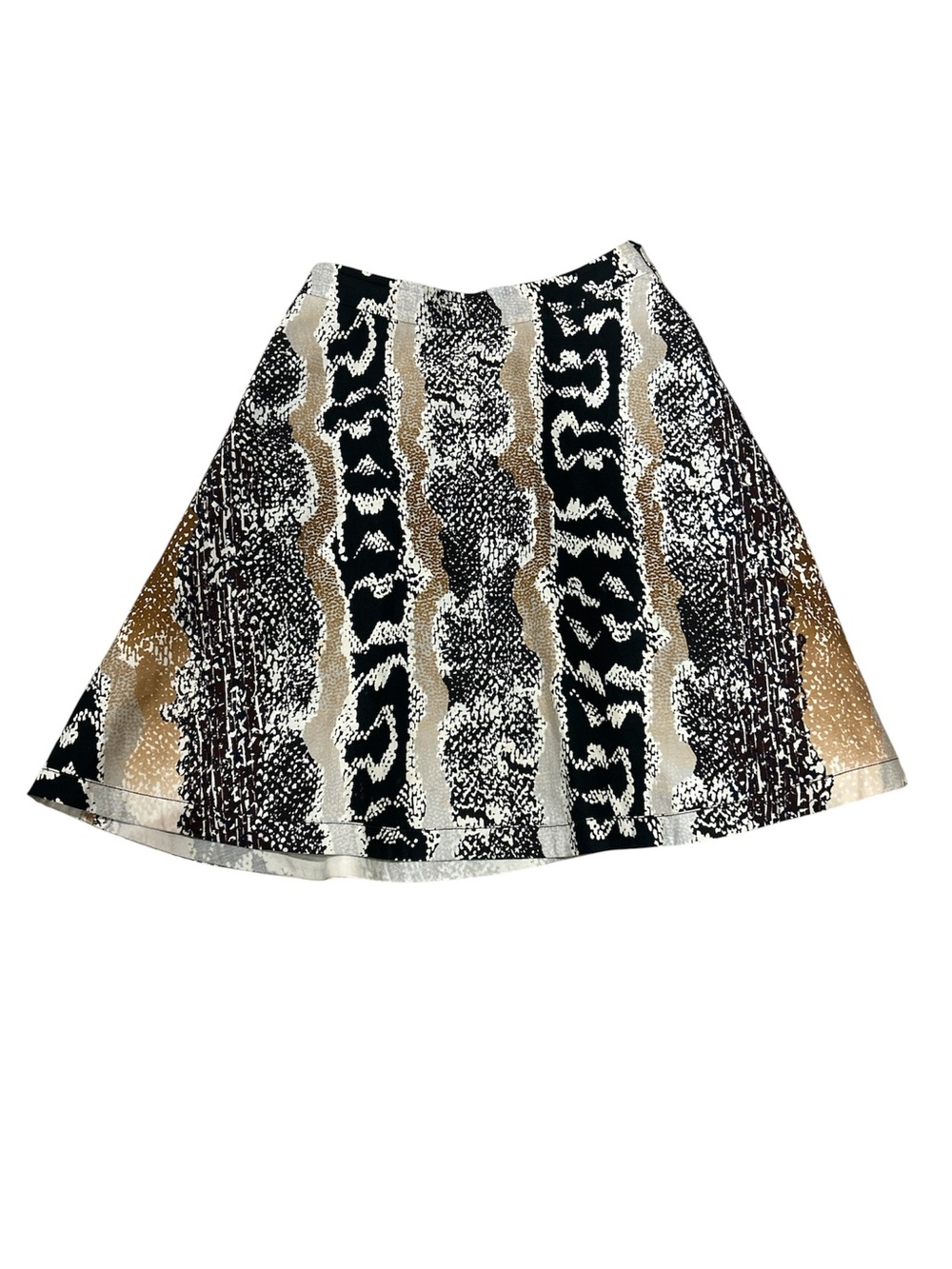 Diane Von Furstenberg A-Line Skirt in Black, White & Tan Python Snake Print